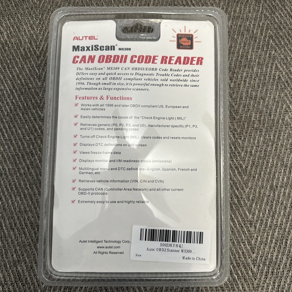Autel MaxiScan MS309 CAN OBDII Code Reader Universal Red New Diagnostic Scanner - Picture 2 of 2